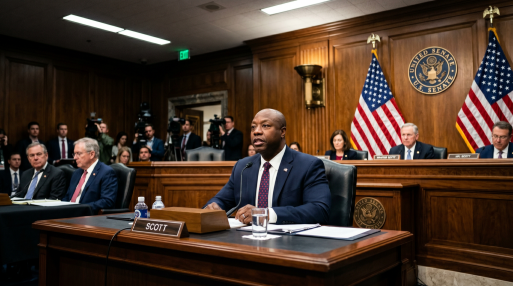 Sen. Tim Scott chairs the Senate Banking Committee confirmation hearing for Federal Reserve chair nominee Kevin Warsh