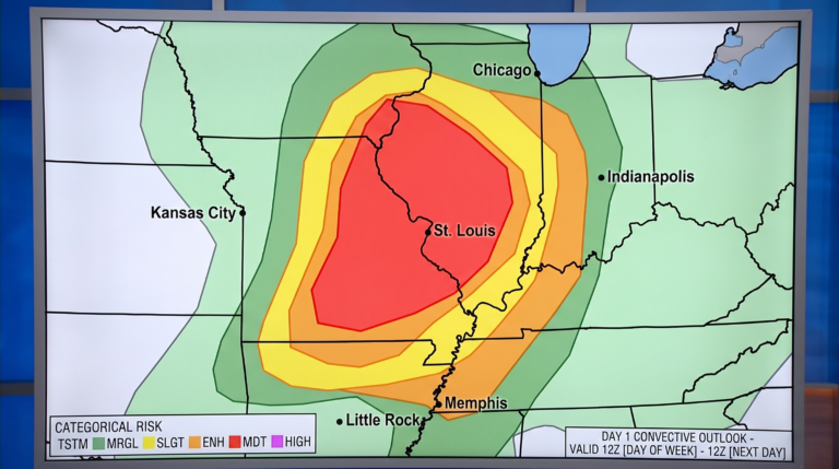 St. Louis Region Elevated to Level 4 Severe Weather Risk as Major Tornado Outbreak Unfolds