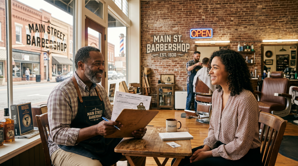 Spartanburg South Carolina small business owner interviewing first employee with new-hire compliance checklist