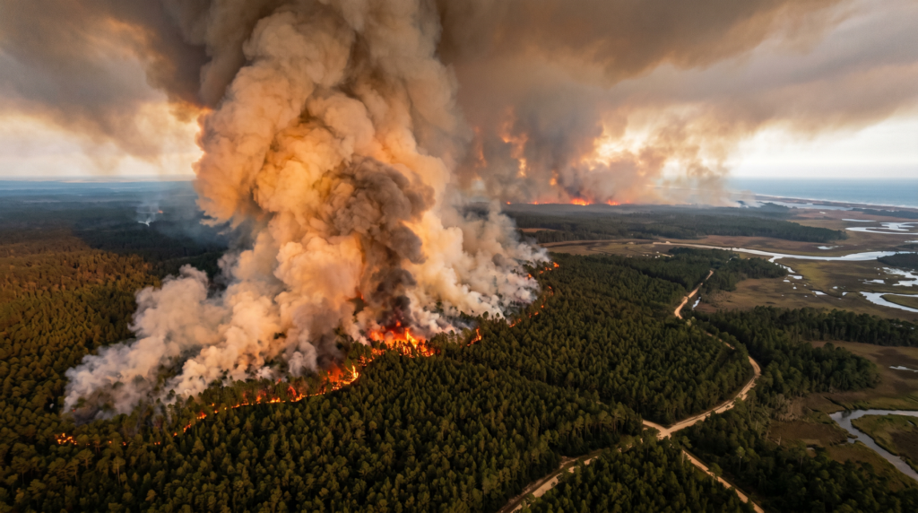 Southeast Wildfires Destroy More Than 50 Homes in Georgia, Spread Smoke Across South Carolina