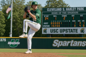 USC Upstate Spartans baseball pitcher at Harley Park, Spartanburg SC