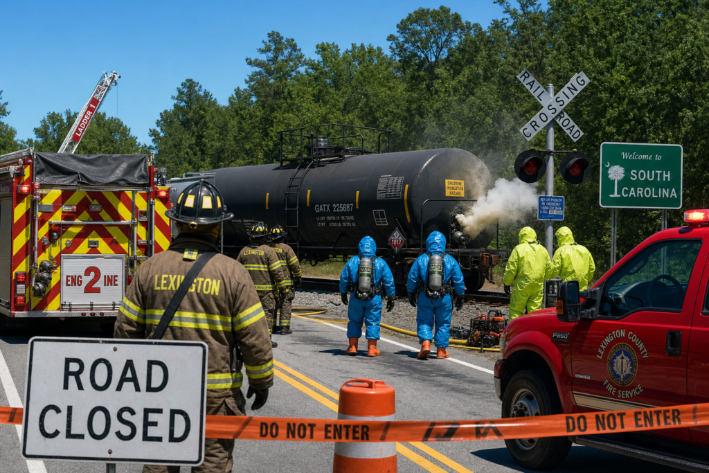 Spartanburg hazmat crews respond to railroad tank car venting on Beaumont Avenue