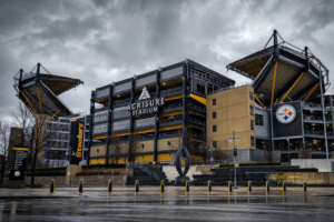 Pittsburgh Steelers stadium exterior on an overcast day