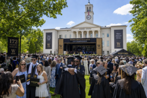 Wofford College graduates gathered on the Main Building lawn for commencement