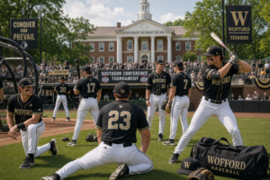 Wofford baseball players regrouping after the regular-season finale before the SoCon tournament