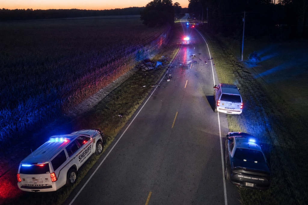 Emergency response on rural South Carolina highway after fatal crash on SC-101 in Spartanburg County
