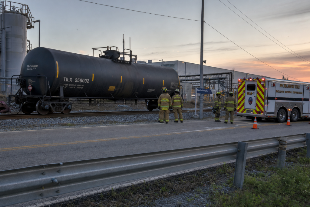 Spartanburg fire crews respond to rail tank car venting incident