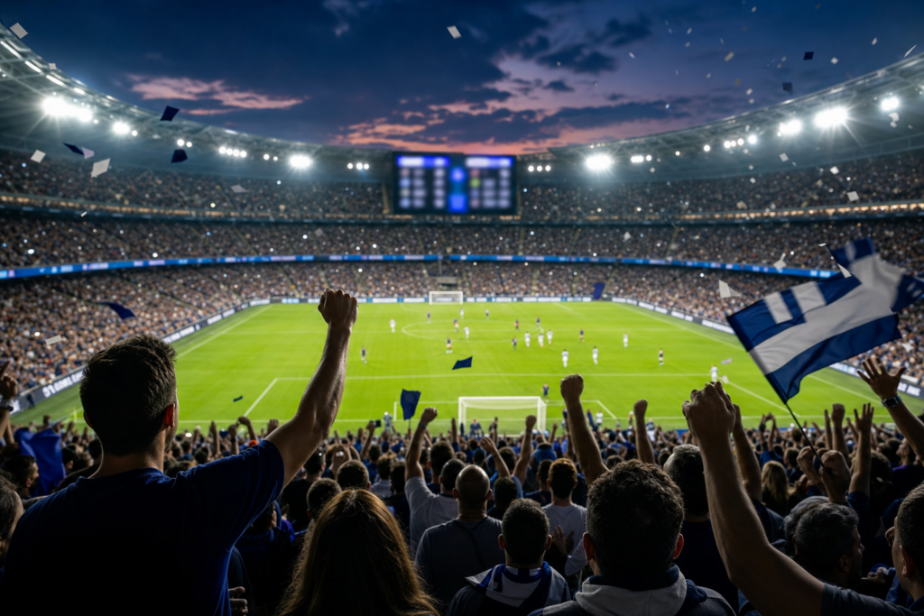 A soccer stadium during an international club match