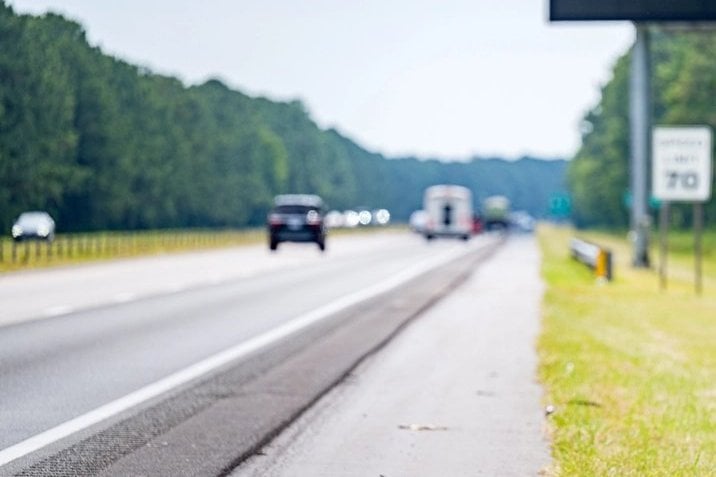 Interstate highway with a new route sign