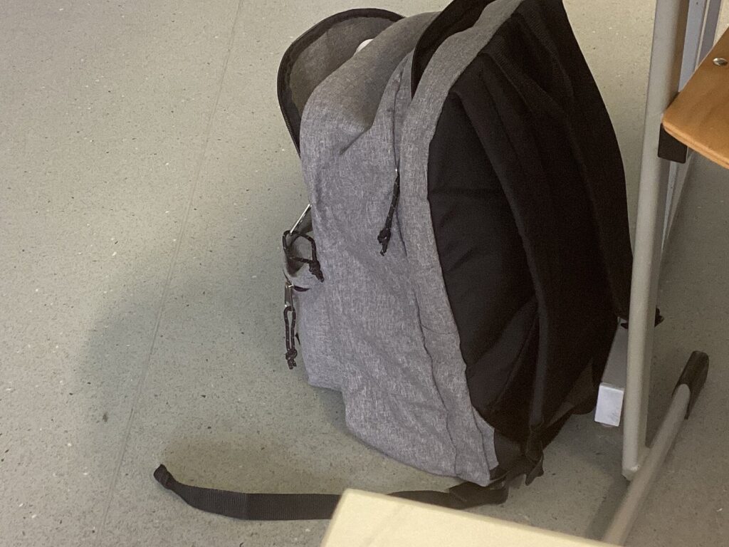 Student backpack on the floor