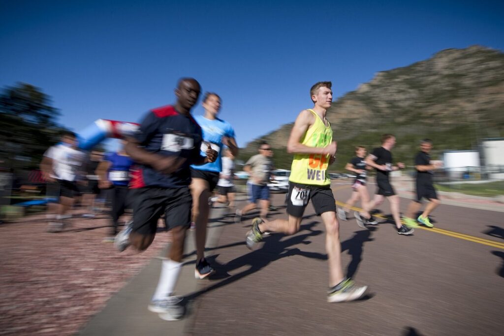 Runners in a community 5K race