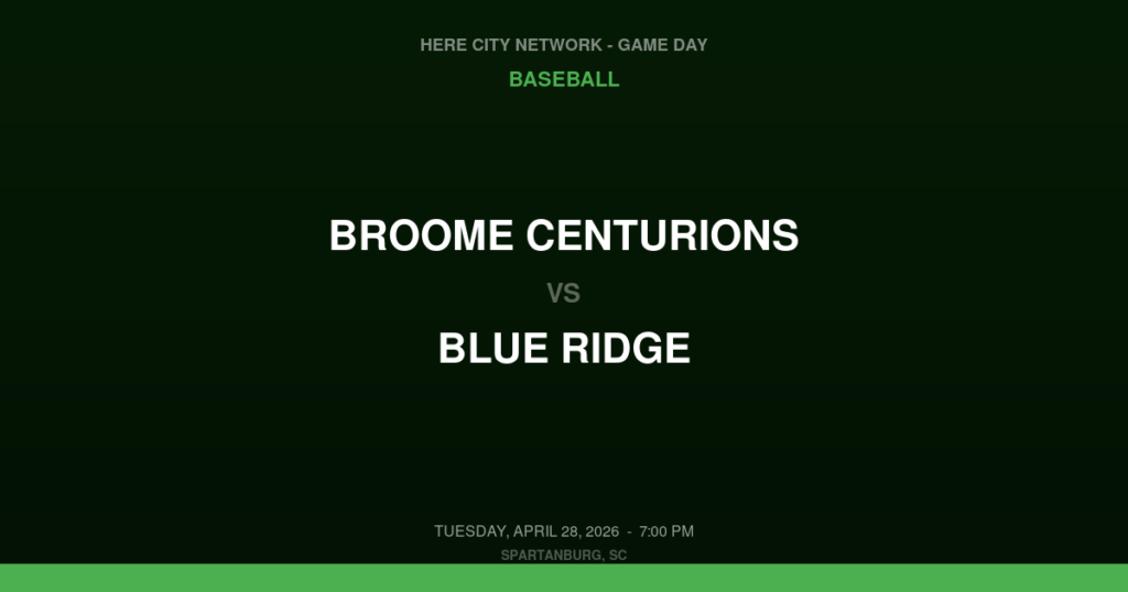 Broome Centurions vs. BLUE RIDGE — Baseball Game Day — Spartanburg, SC — final pending