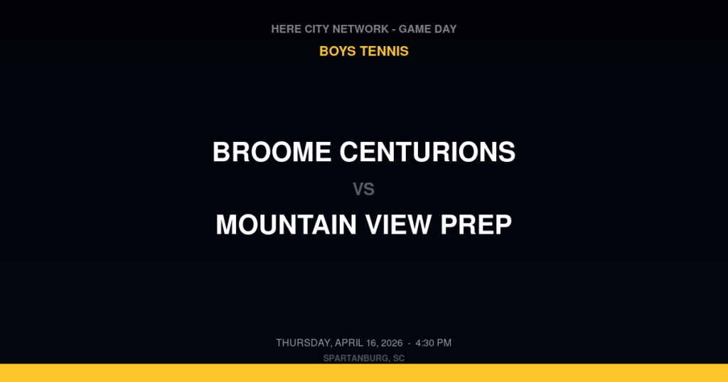 Broome Centurions vs. MOUNTAIN VIEW PREP — Boys Tennis Game Day — Spartanburg, SC