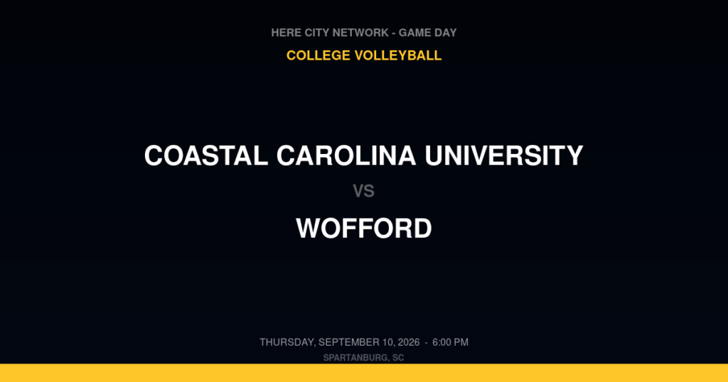Coastal Carolina University vs. Wofford — College Volleyball Game Day — Spartanburg, SC — Sep 10, 2026