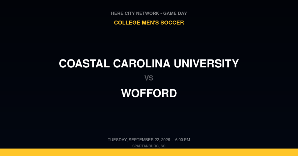 Coastal Carolina University vs. Wofford — College Men's Soccer Game Day — Spartanburg, SC — Sep 22, 2026