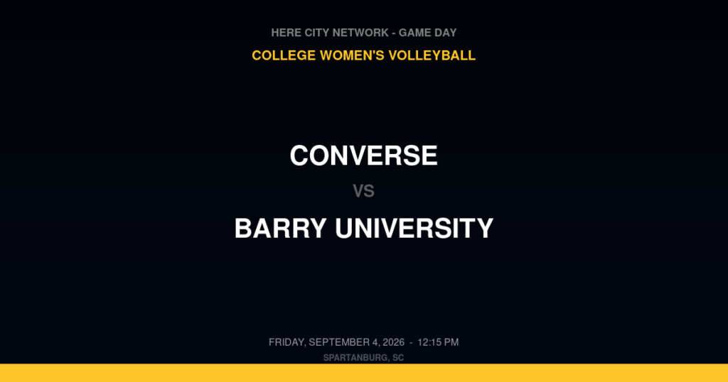 Converse vs. Barry University — College Women's Volleyball Game Day — Spartanburg, SC — Sep 4, 2026