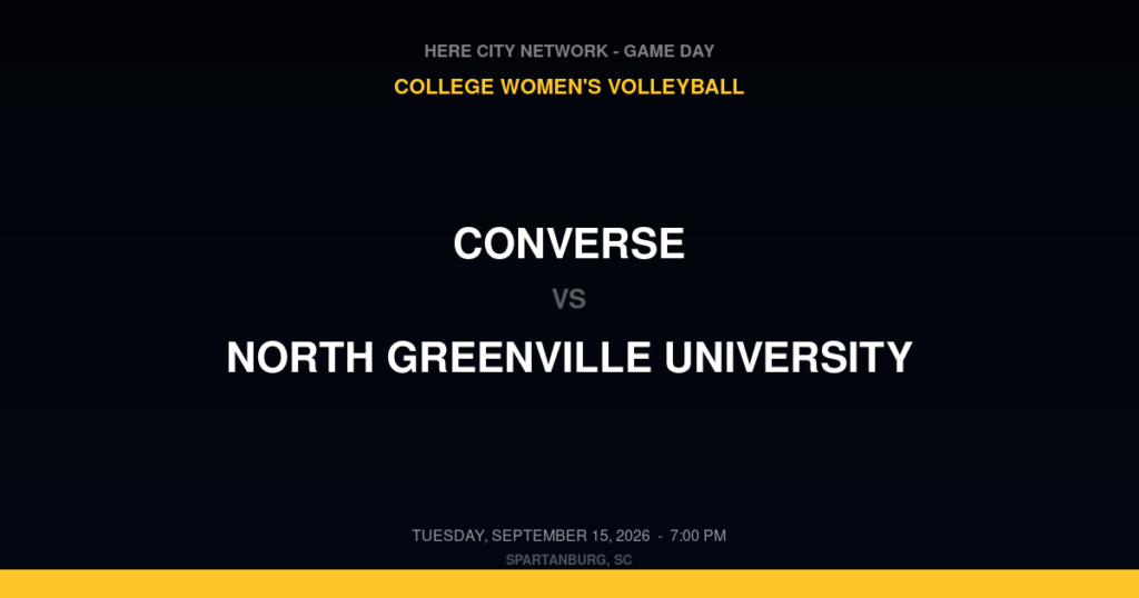 Converse vs. North Greenville University — College Women's Volleyball Game Day — Spartanburg, SC — Sep 15, 2026