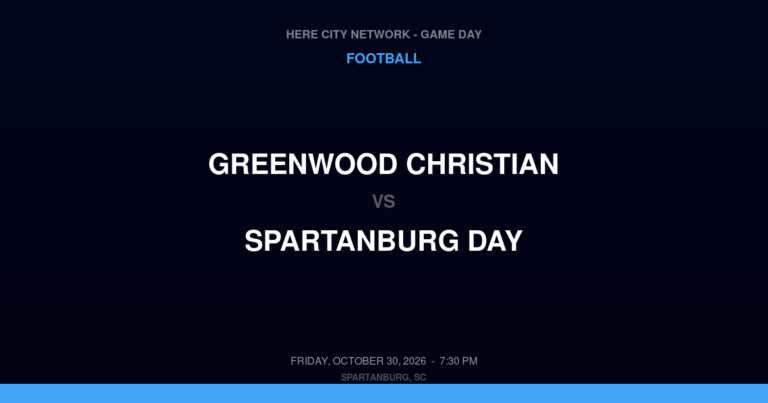 Greenwood Christian vs. Spartanburg Day — Football Game Day — Spartanburg, SC — Oct 30, 2026