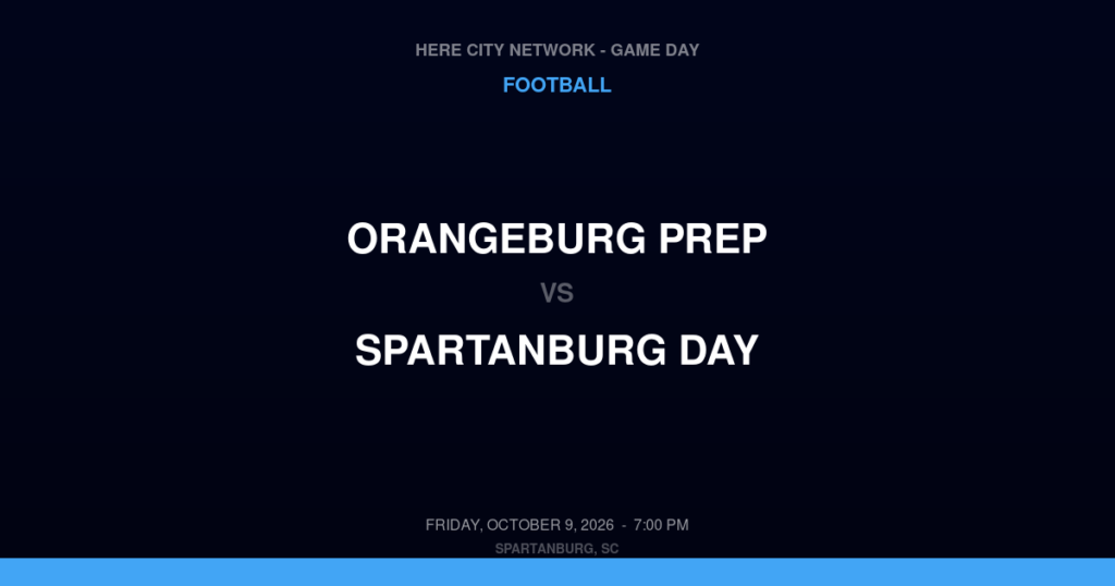 Orangeburg Prep vs. Spartanburg Day — Football Game Day — Spartanburg, SC — Oct 9, 2026