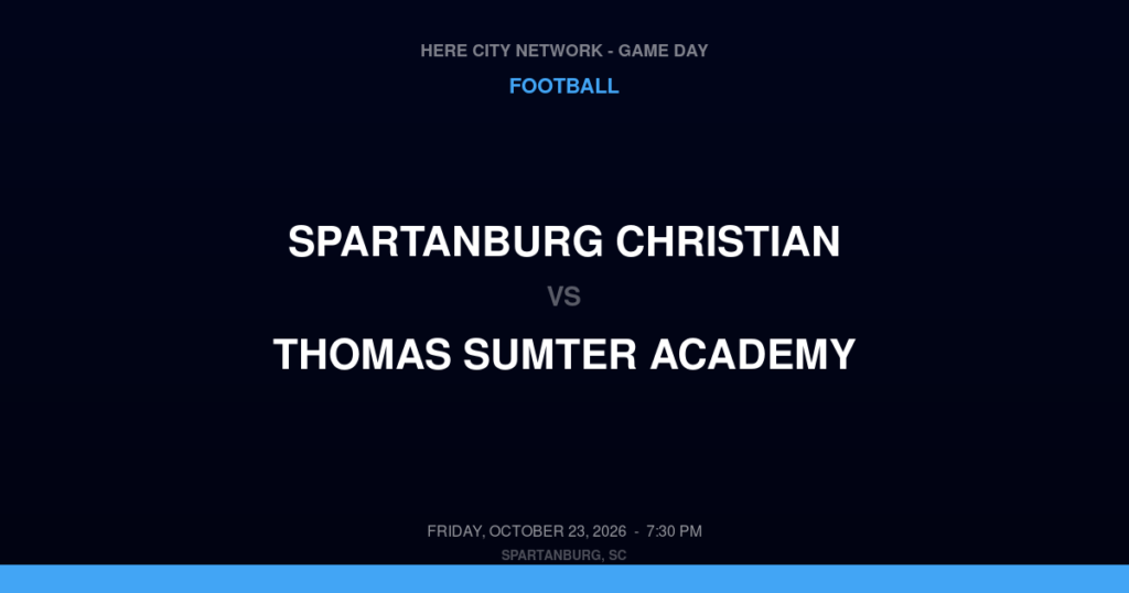 Spartanburg Christian vs. Thomas Sumter Academy — Football Game Day — Dalzell, SC — Oct 23, 2026