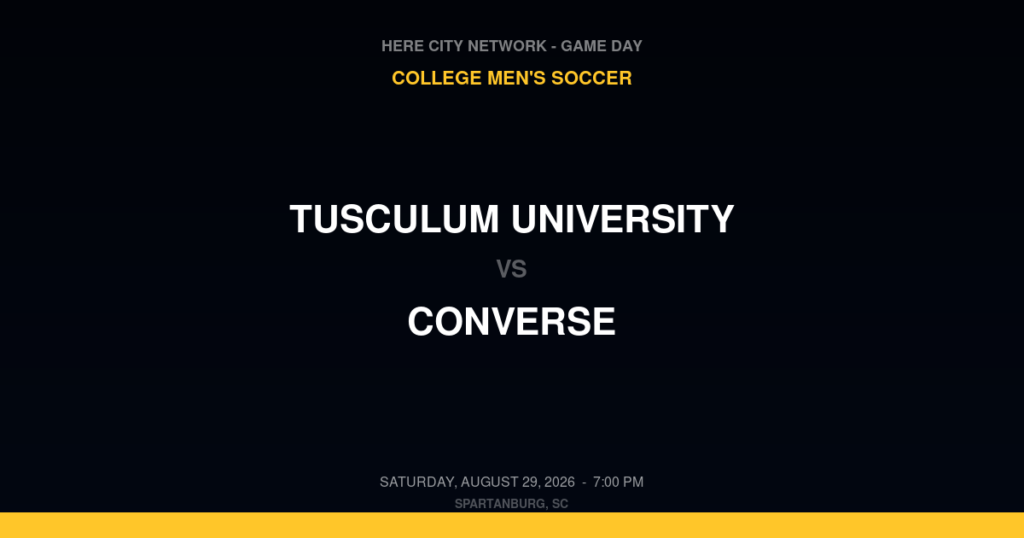 Tusculum University vs. Converse — College Men's Soccer Game Day — Spartanburg, SC — Aug 29, 2026