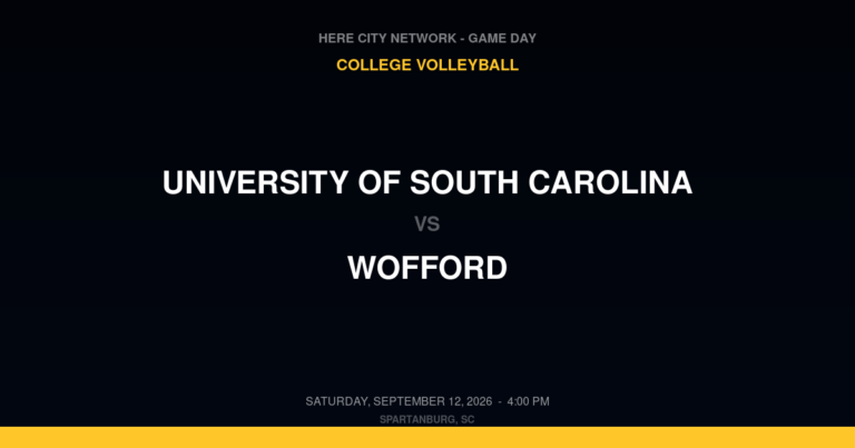 University of South Carolina vs. Wofford — College Volleyball Game Day — Spartanburg, SC — Sep 12, 2026