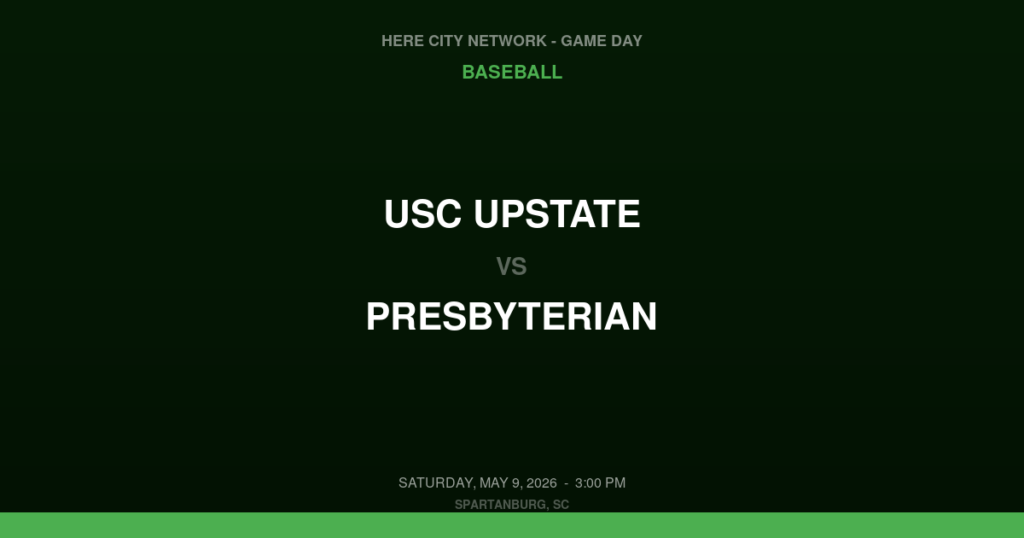 USC Upstate vs. Presbyterian — Baseball Game Day — Spartanburg, SC — May 9, 2026