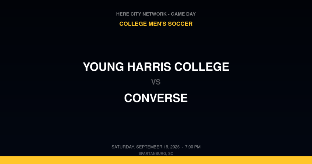 Young Harris College vs. Converse — College Men's Soccer Game Day — Spartanburg, SC — Sep 19, 2026